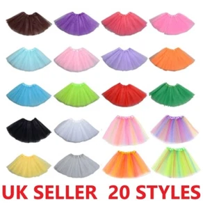 Girls Tutu Dress Skirt 3 Layers Kids Ballet Princess Dance Fancy Fairy Child UK - Picture 1 of 27