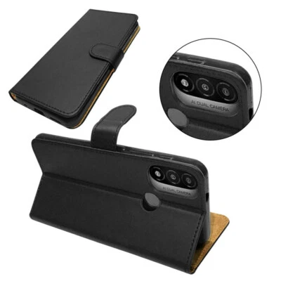 BLACK WALLET Leather Case Phone Cover for MOTORALA MOTO E14 G04 G24 UK DISPATCH - Image 1 of 4