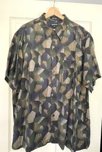 Marc Edwards XL Shirt 100% Silk Geometric Abstract Earthy Dark Weightless - Picture 1 of 11