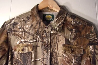 Camisa de Caza CABELA'S Bordada Western Realtree Camuflada Tejido Silencioso Para Mujer L Foto 1 de 4