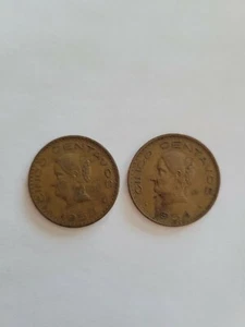 Mexico 1952 & 1954 - 5 Centavos Bronze Coin - Female head - Both Coins - Picture 1 of 2