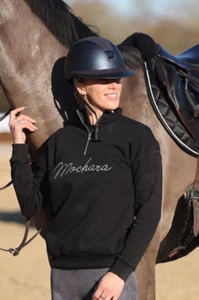 Felpa donna mezza zip Mochara edizione Luxe Jet nera relaxed logo diamante - Foto 1 di 4