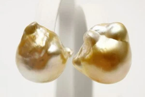 Südseeperlen Ohrringe 16 x 14 mm natur goldfarben - Bild 1 von 4