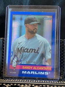 Sandy Alcantara 2025 Topps Heritage Chrome Blue Refractor #23/150 #161 Marlins - Picture 1 of 2