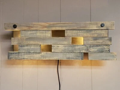 CUSTOM DESIGNER RUSTIC WOOD WALL SCONCE,2 BULB FIXTURE, STATEMENT PIECE - Image 1 of 4