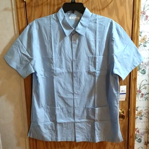 Cubavera Hemd Herren Gr. XL Blau Cerulean Guayabera Camp Baumwolle Polyester NEU - Bild 1 von 8