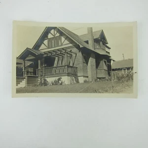 Antique Photograph American Craftsman House & Front Porch Architecture Sepia - Picture 1 of 12