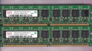 2GB 2x1GB HYNIX PC2-4200E ECC HYMP512U72BP8-C4 AB-A DDR2-533 RAM MEMORY KIT DIMM - Picture 1 of 2
