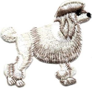 POODLE GRAY AND WHITE Iron On Patch Pets Dogs - Picture 1 of 1