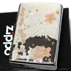 Placa electroformada Zippo Sakura Mt. Encendedor satinado plateado Fuji de patrón japonés - Imagen 1 de 8