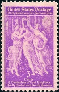 US #0895 MNH 1940 Pan-American Neighbors Botticelli Spring Graces - Picture 1 of 1