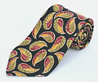 JOS A BANK Men's Tie Black Red Green Geometric Printed Silk Necktie 59 x 3.5 in.