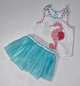 EUC Mud Pie Toddlers Girls Seahorse Outfit Size 3T