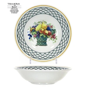 Villeroy & Boch BASKET 6" Soup Cereal 8oz Bowl Green Lattice Yellow Rim - Picture 1 of 12