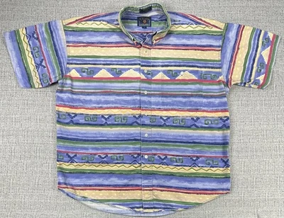 Vintage Chaps Ralph Lauren Shirt Mens Large Multicolor Aztec Stripe Cotton 90s - Image 1 of 4