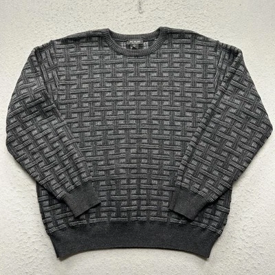 Suéter Mino Milano Para Hombres Talla Grande Negro Carbón Mezcla Lana Cuello Redondo Foto 1 de 4