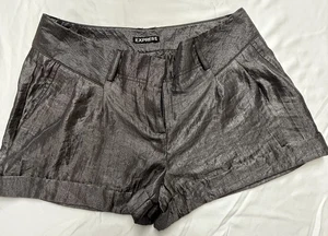 Women’s Express Dark Gray Sparkle Shimmer Shorts Tailored Cuff Hem Size 4 Womens - Picture 1 of 5