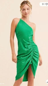 NWOT Anthropologie $228 Vineet Bahl One-Shoulder Sequin Midi Dress L - Picture 1 of 8