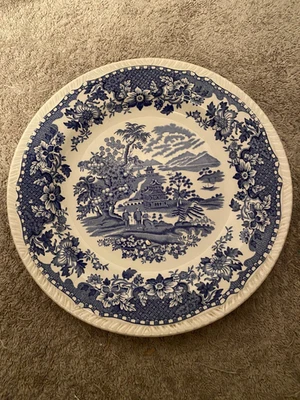 1930’s Woods Burslem Plate Seaforth Blue White TRANSFERWARE 10” Vintage ENGLAND - Image 1 of 4