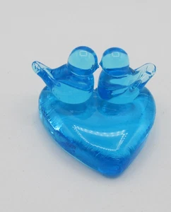 Pisapapeles grande Bluebird of Happy 2 pájaros base corazón Leo Ward 1989 de colección - Imagen 1 de 6