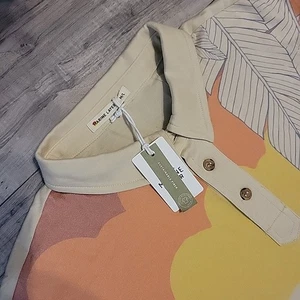 Marine Layer Shirt Mens Medium Large Natural/Sunset Graphic Polo Performance - Picture 1 of 10