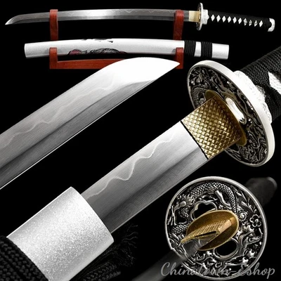 Espada Katana Samurai Japonesa Wakizashi Templada Arcilla de Acero Doblada Damasco #2453 Foto 1 de 4
