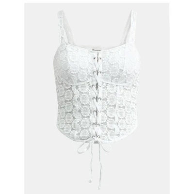 No Boundaries Juniors Lace Up Corset Tank Top Small 4-6 New with Tags White Nice - Image 1 of 4