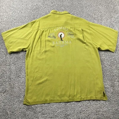 Tommy Bahama Shirt Men XL Button Up Green Embordered Sunday Driver Camp Silk - Image 1 of 4