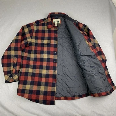 LL Bean Hombres Camisa Chaqueta Jac Grande Botón a Presión Aislado Mezcla de Lana Chaqueta Foto 1 de 4