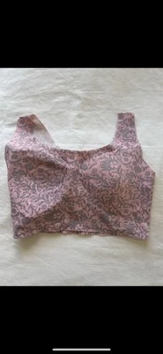 Rhonda Shear Floral Print Crop Top Sleeveless Stretch Blouse S Foto 1 de 4