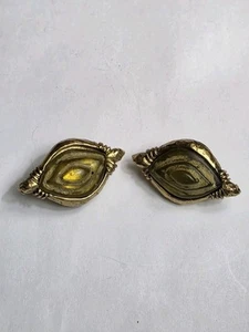 RAIKO PARIS French art glass gold wash clip earrings - Picture 1 of 9
