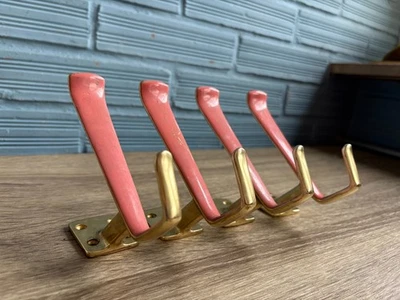 Vintage Set of 4 Space Age Coat Hanger Hook Mid Century Hat Rack Metal Design - Image 1 of 4