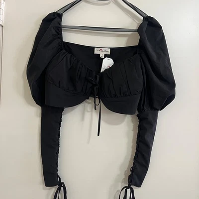 Womens Renaissance Peasant Crop Top Sz S Whimsigoth Romantic Goth Fairy Grunge. - Image 1 of 4