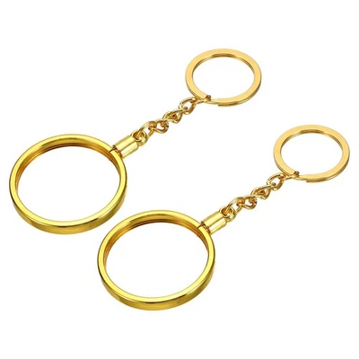 40mm Metal Coin Holder Keychain, 2Pcs Coin Case with Key Ring, Golden Foto 1 de 4