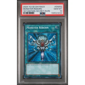 2024 Yu-Gi-Oh! Monster Reborn PSA 10 GEM MT Secret Rare 1st Edition RA03 - Picture 1 of 3