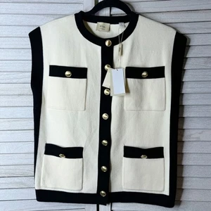 Ellie Tahari eleganter schwarz-cremefarbener Damenpullover. Neu mit Etikett. Klein - Bild 1 von 5