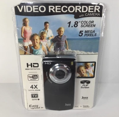 Jazz 5MP 1.8in LCD Flip Camcorder Digital HD Camera - Jazz HDV155 Black - Image 1 of 4