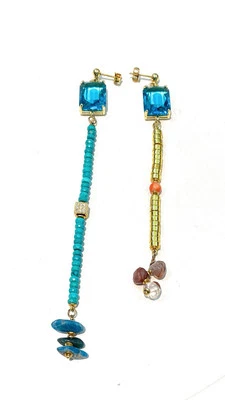 Orecchini diWa Jewels turchese ematite argento 925 placcato oro asimmetrici - Immagine 1 di 4