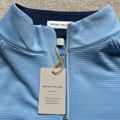 Peter Millar Men's Crown Sport Blue 1/4 Zip Pullover Lightweight Stretch Golf - Image 1 of 4