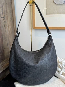 GUCCI Large Guccissima Signature Black Twins Leather Hobo - Bild 1 von 22