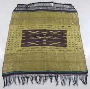  Tejido de hilo de oro Ikat indonesio vintage 126x117 cm  - Imagen 1 de 9