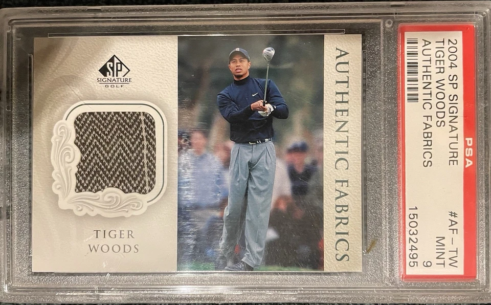 2004 SP Signature Tiger Woods Authentic Fabrics #AF-TW PSA 9 - Image 1 of 2