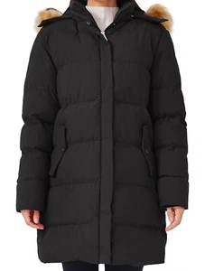 Women's Winter Thicken Puffer Coat Warm Jacket W/Faux Fur Removable Hood Large - Picture 1 of 5