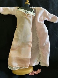 Vintage Barbie Peach Satin long night gown bathrobe sandals Panties - Picture 1 of 8