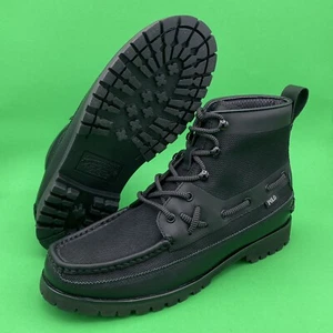 Polo Ralph Lauren Ranger Mid Nylon Cuero Negro Botas Zapatos Para Hombre Talla 8 NUEVO - Imagen 1 de 6