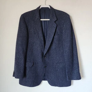 VTG Magee Donegal Mist Handwoven Tweed Cashmere Herringbone Sport Coat Blue 44R - Picture 1 of 8