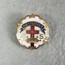 Vintage Little System Cross and Crown Enamel Methodist Sunday School Pin