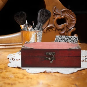 Wooden Box Banquet Trinket Jewelry Boxes Small Retro Treasure Chest - Picture 1 of 12