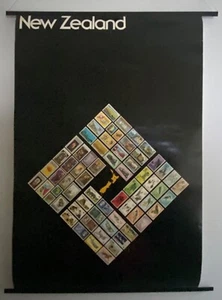 VINTAGE ORIGINAL 1970s TRAVEL STAMP POSTAGE NEW ZEALAND POSTER NZ POST OFFICE - Picture 1 of 12