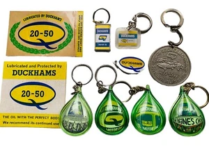 DUCKHAMS KEYRING BUNDLE Rare Duckhams Oil Advertising Promo Decal Keyrings Coin - Picture 1 of 12